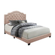 Sandy Beige Upholstered Tufted Queen Bed, angled side view