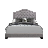 Sandy Gray Tufted Fabric Full Bed front angle