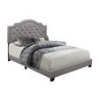 Side view of Sandy Gray Tufted Fabric Full Bed