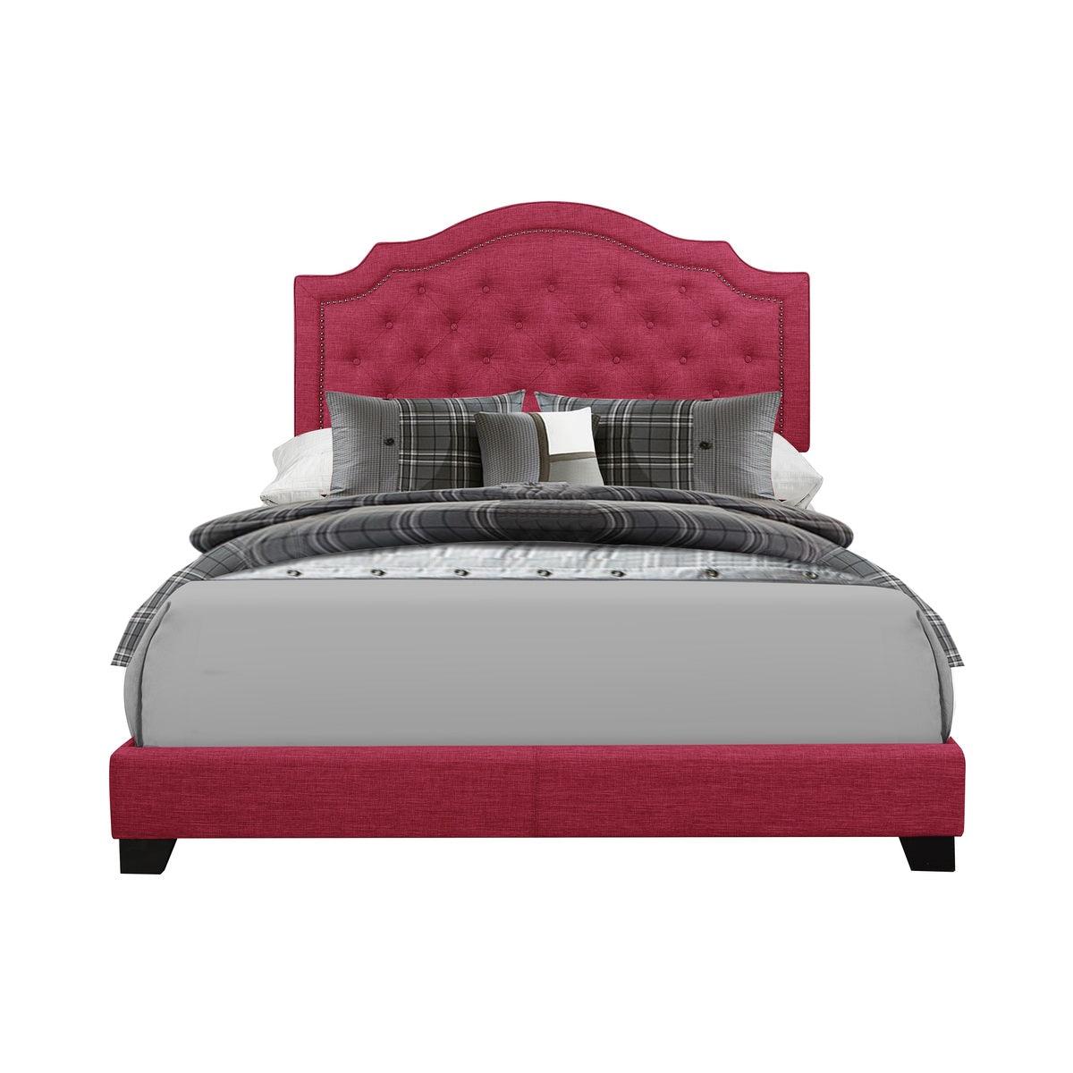 Sandy Pink Modern Sleek Fabric Full Upholstered Tufted Bedroom Set - Ella Furniture
