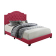 Sandy Pink full tufted upholstered bed side angle