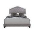 Sandy Grey Tufted Upholstered Queen Bed side view