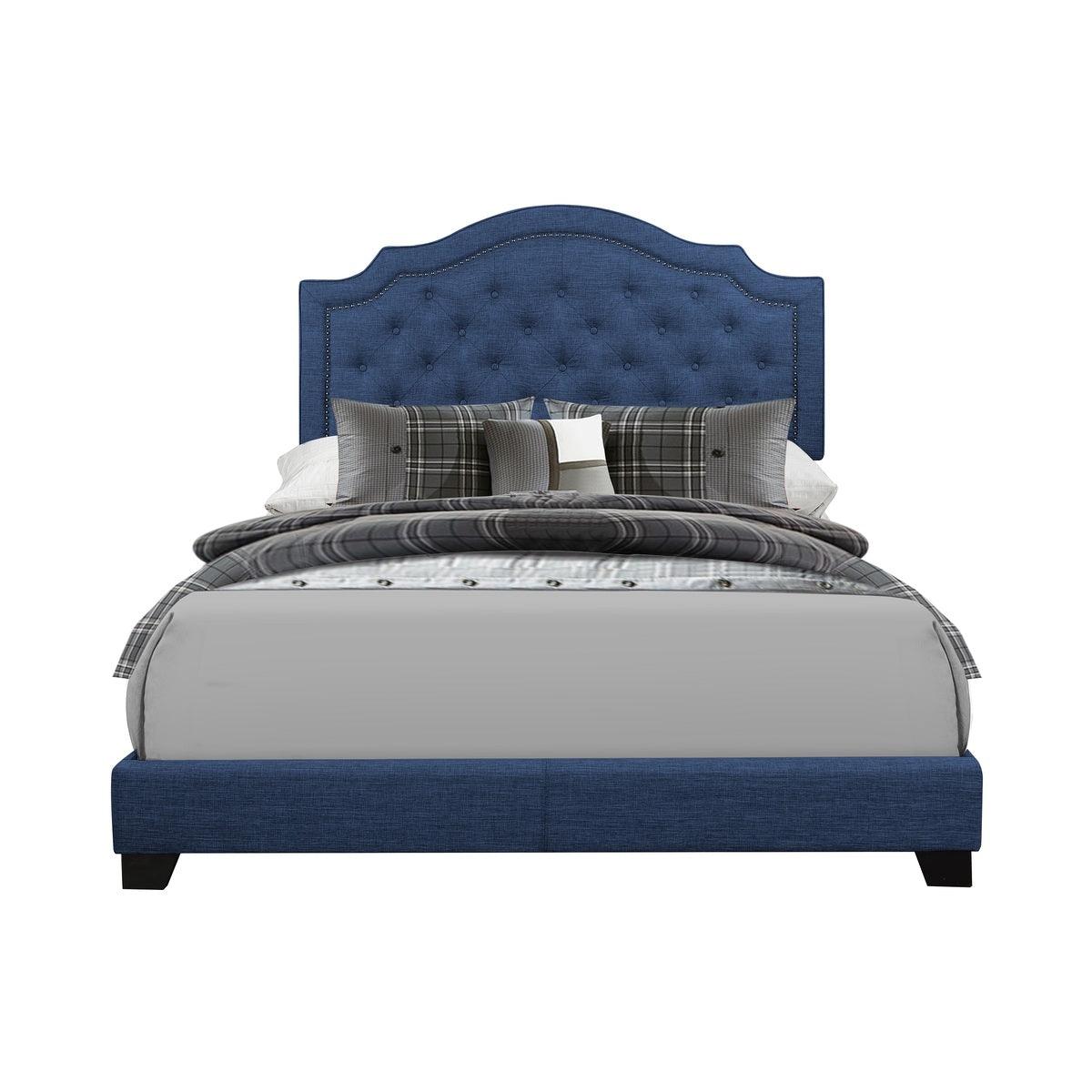 Sandy Blue Modern Sleek Wood Fabric King Upholstered Tufted Bedroom Set - Ella Furniture
