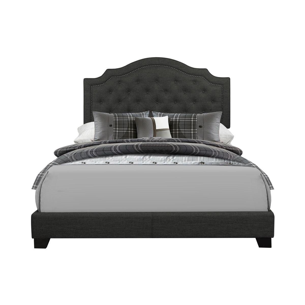 Sandy Dark Gray Modern Sleek Wood Fabric King Upholstered Tufted Bedroom Set - Ella Furniture