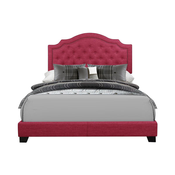 Sandy Pink Tufted King Upholstered Bed front angle