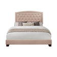 Linda Beige Tufted Queen Bed with button tufting and curved headboard