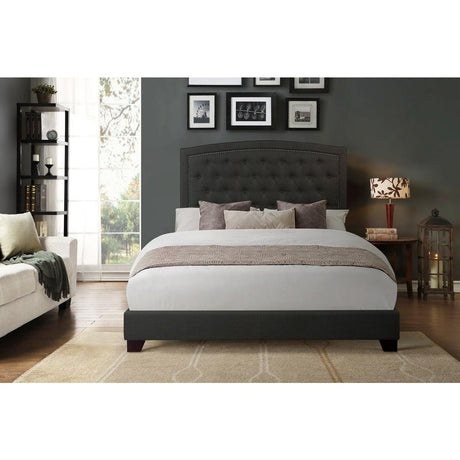 Linda Dark Gray Tufted Queen Upholstered Bed front view