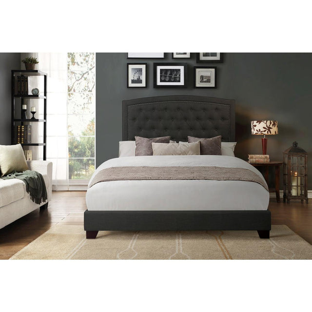 Linda Dark Gray Tufted Queen Upholstered Bed front view