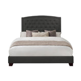 Linda Dark Gray Tufted Queen Upholstered Bed angled side view