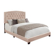 Linda Beige Full Upholstered Bed side view highlighting fabric and frame