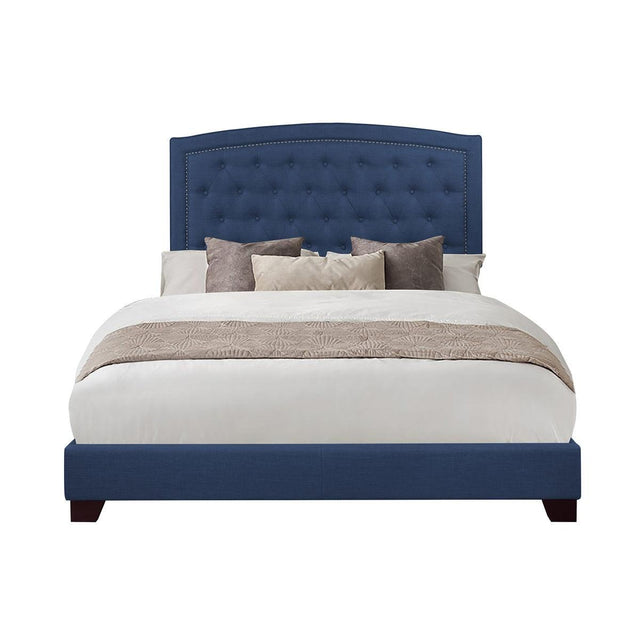 Linda Blue Tufted Full Upholstered Bed frontal view