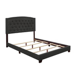 Linda Dark Gray Tufted Fabric Full Upholstered Bed headboard detail
