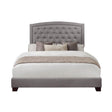 Linda Gray full bed front view showing tufted gray fabric headboard