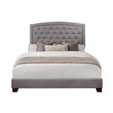 Linda Gray full bed front view showing tufted gray fabric headboard