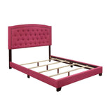 Linda Pink Full Upholstered Fabric Tufted Bed headboard close-up