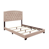 Linda Beige Tufted King Upholstered Bed angled view