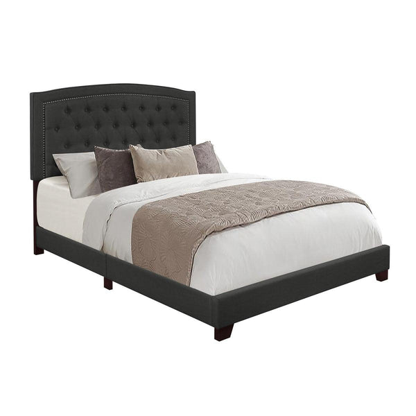 Linda Dark Gray Tufted King Upholstered Bed side view showing tufted detail