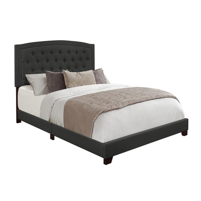 Linda Dark Gray Tufted King Upholstered Bed side view showing tufted detail