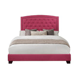 Linda Pink Tufted Queen Upholstered Bed front view
