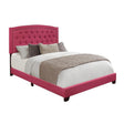Linda Pink Tufted Queen Upholstered Bed angled view