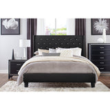 Ivy Black Velvet Platform Bed in modern bedroom setting