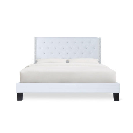 Ivy Black Tufted Queen Platform Bed - Front View