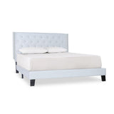 Ivy Black Tufted Queen Platform Bed - Side Angle