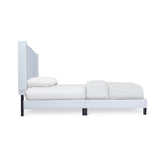 Black Faux Leather Tufted Headboard Queen Platform Bed