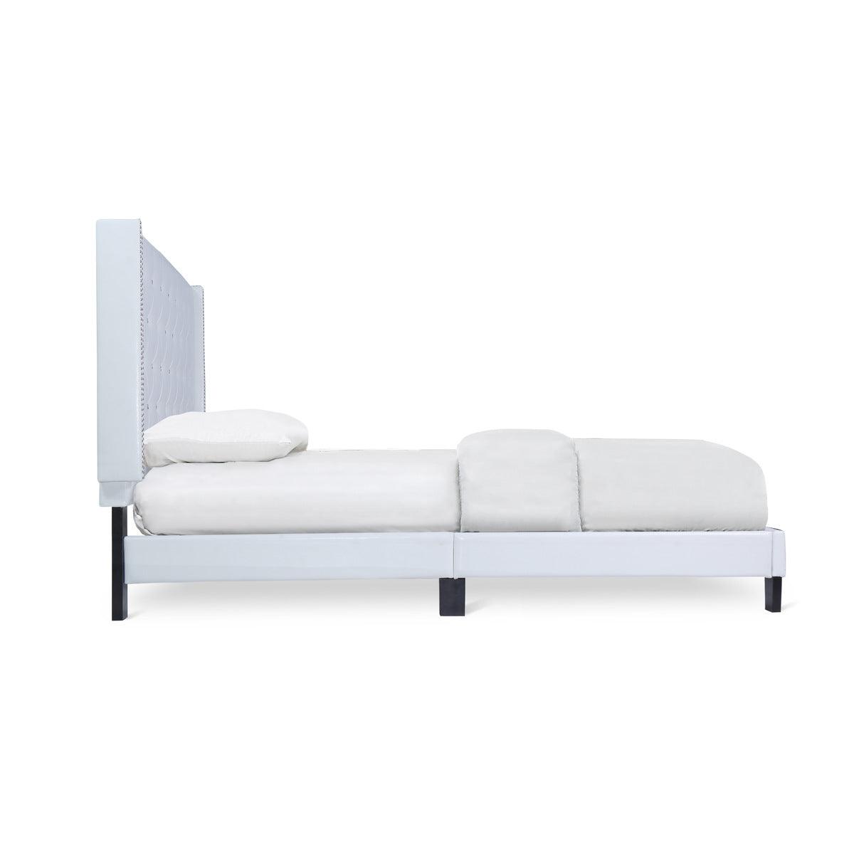 Black Faux Leather Tufted Headboard Queen Platform Bed
