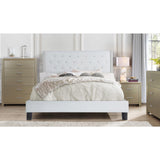 Elegant Black Faux Leather and Wood Queen Bed