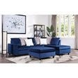 Galaxy Martha blue velvet sectional sofa main front view