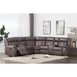 Gray faux leather tufted sectional sofa main view