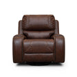 Brown Solid Wood And Plywood Polished Microfiber Upholstery Swivel Reclining Chair - Ella Furniture
