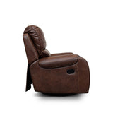 Brown Solid Wood And Plywood Polished Microfiber Upholstery Swivel Reclining Chair - Ella Furniture