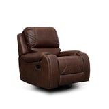 Brown Solid Wood And Plywood Polished Microfiber Upholstery Swivel Reclining Chair - Ella Furniture