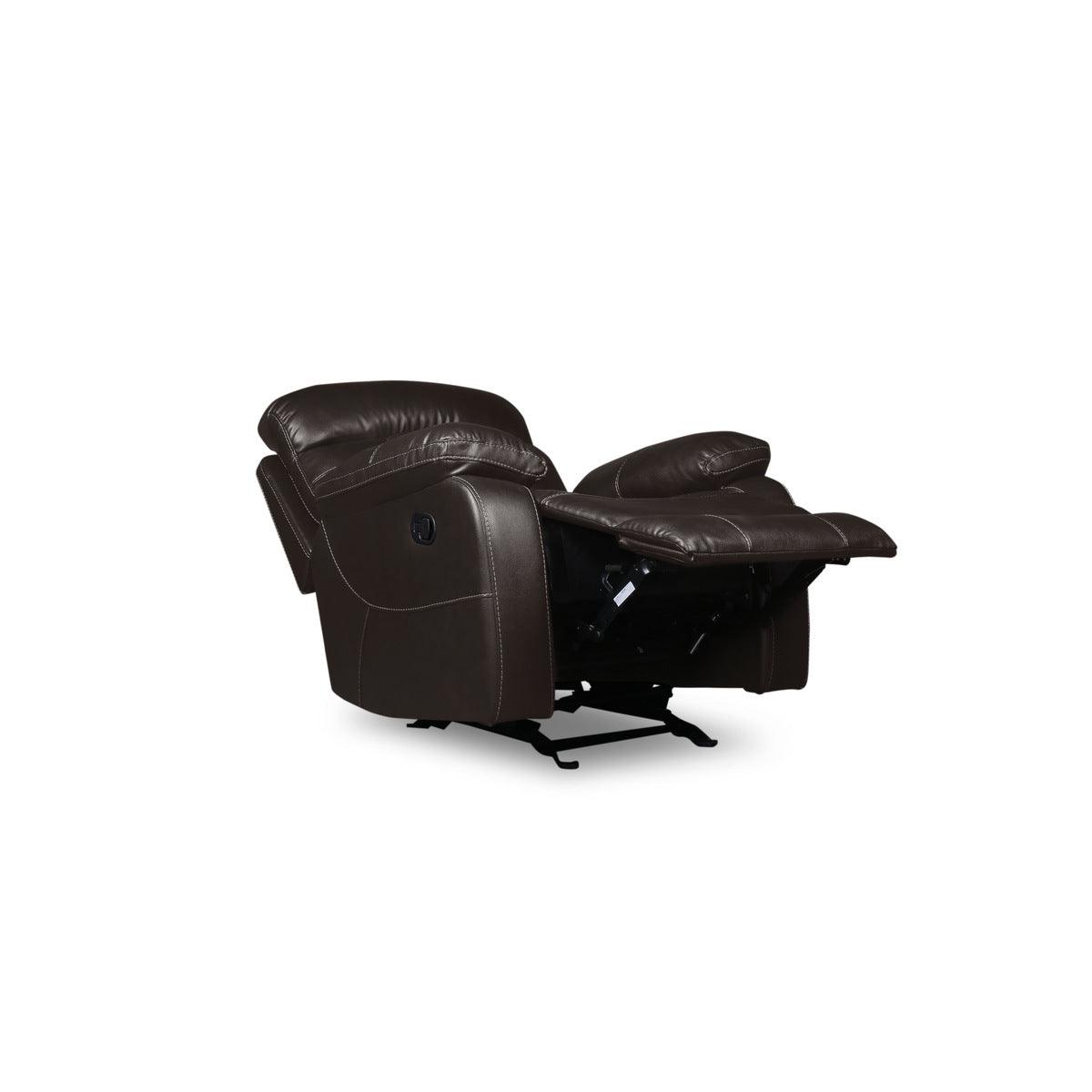 View of glider reclining mechanism and chair armrest
