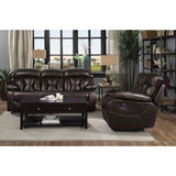 Black microfiber loveseat with reclining back and adjustable headrest