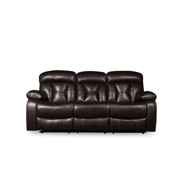 Claire Brown power double reclining sofa in brown corduroy fabric, front angle