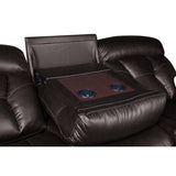 Claire Brown brown faux leather sofa reclining position demonstration