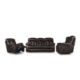 Folded console and cup holder close-up on Claire Brown recliner sofa
