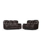 Top view of Claire Brown sofa showing seating and cup holders