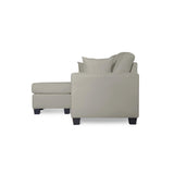 Side view showing chaise and pillow arrangement