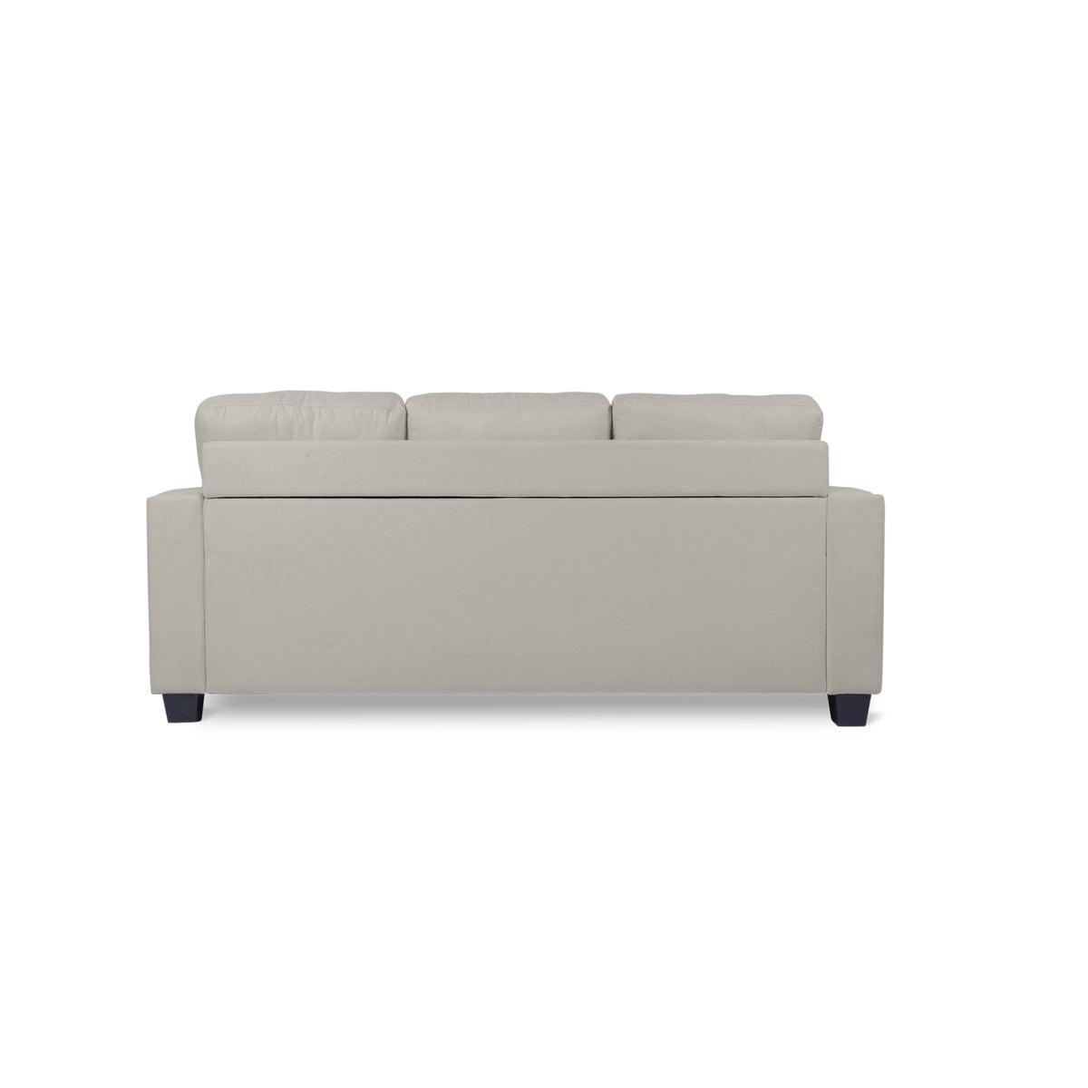 Close-up detail of sofa chaise corner stitching
