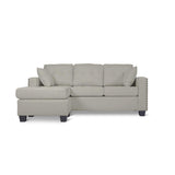 Side view of Scott Gray reversible sofa chaise in gray fabric