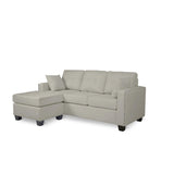 Side profile of Scott Gray sturdy sofa chaise in gray