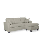 Side angle showing chaise length and armrest