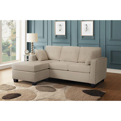 Scott Beige Reversible Fabric Sofa Chaise front view