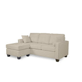 Side angle of Scott Beige reversible chaise sofa