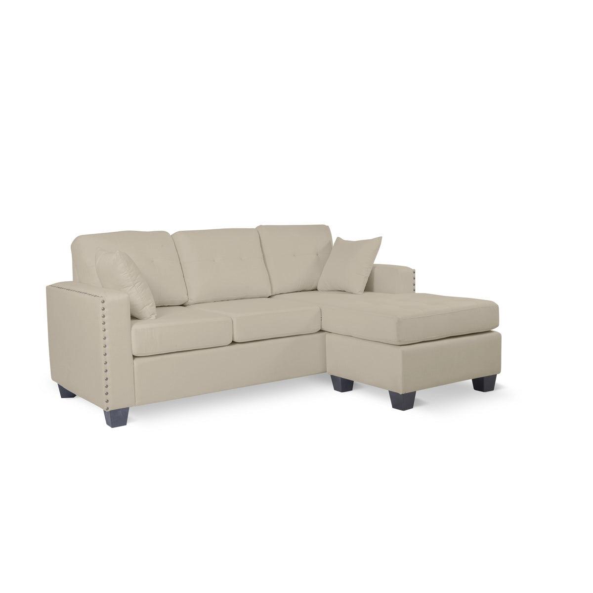 Side view highlighting reversible chaise