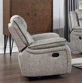 Silver Faux Leather Glider Chair with Swivel and Manual Recliner
